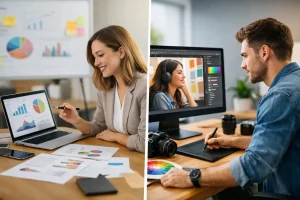 Marketingkommunikation oder Mediendesign wählen?